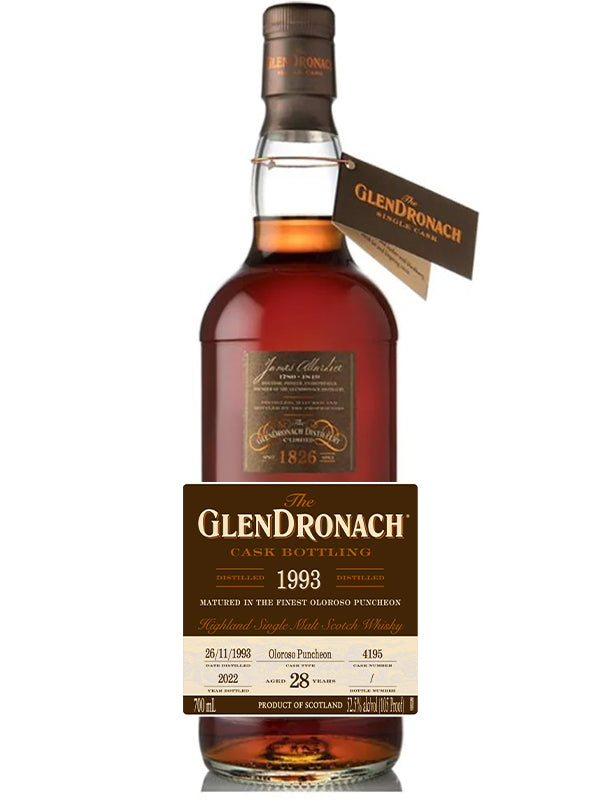 GlenDronach Single Cask #4195 28 Year Old Oloroso Puncheon Matured Scotch Whisky 1993