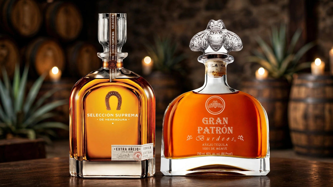Herradura Seleccion Suprema Extra Anejo Tequila and Gran Patrón Burdeos Tequila at Del Mesa Liquor