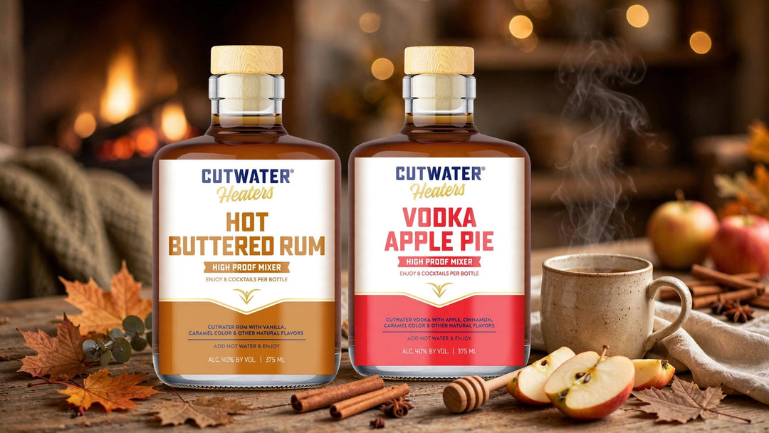 Cutwater Spirits Heaters Whiskey Hot Buttered Rum and Cutwater Spirits Heaters Whiskey Vodka Apple Pie at Del Mesa Liquor
