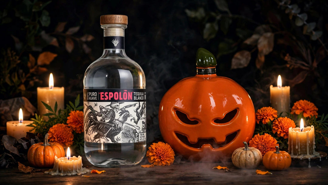 Espolon Blanco Tequila and Tierra Sagrada Anejo Tequila Limited Edition Ceramic Pumpkin at Del Mesa Liquor