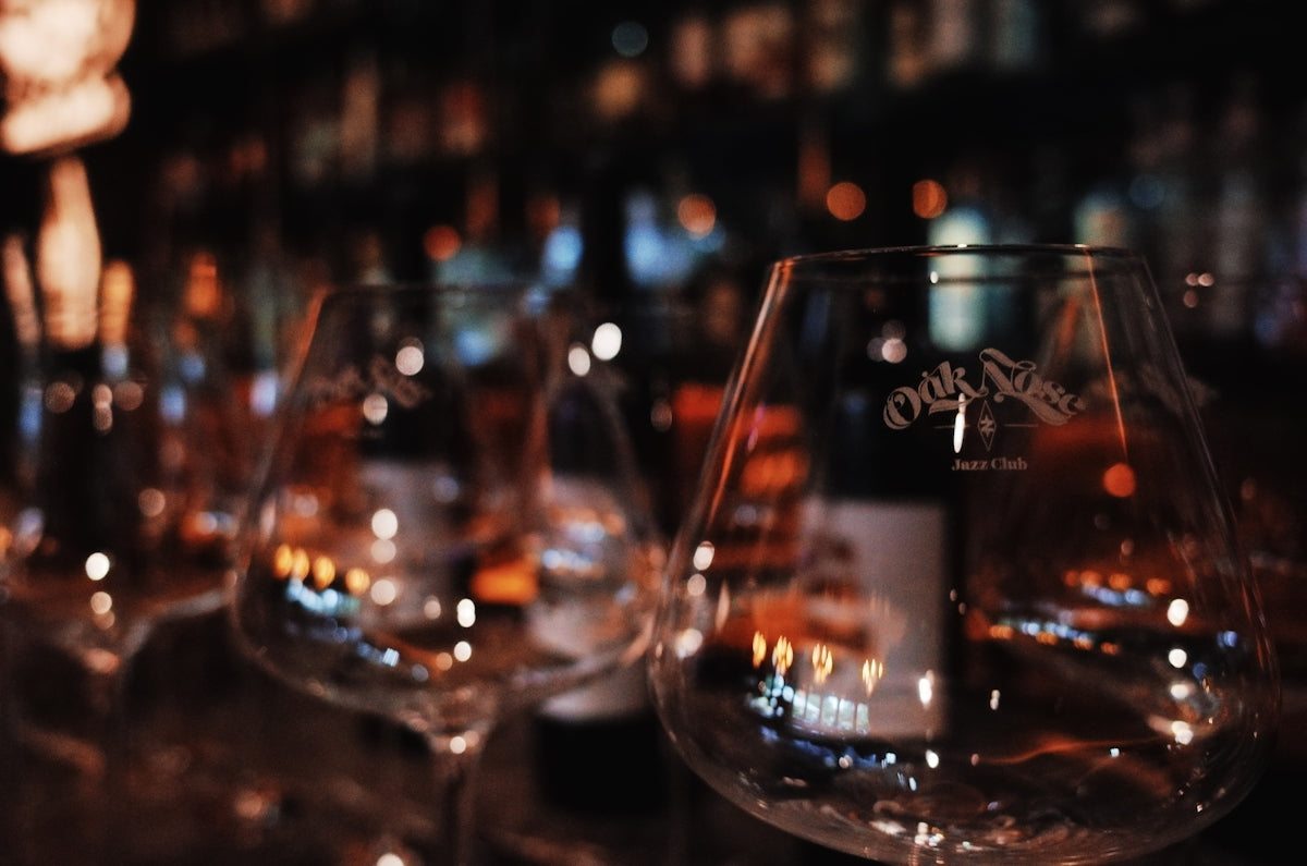 clear wine glass with liquor
