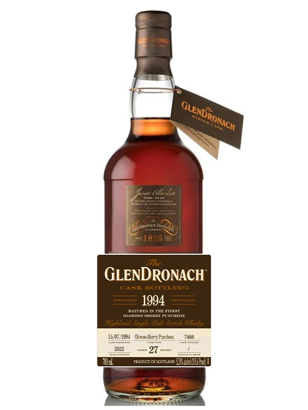 GlenDronach Single Cask #7466 27 Year Old Oloroso Puncheon Matured Scotch Whisky 1994