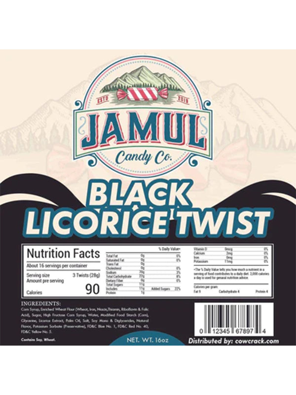 Jamul Candy Co. Black Licorice Twists