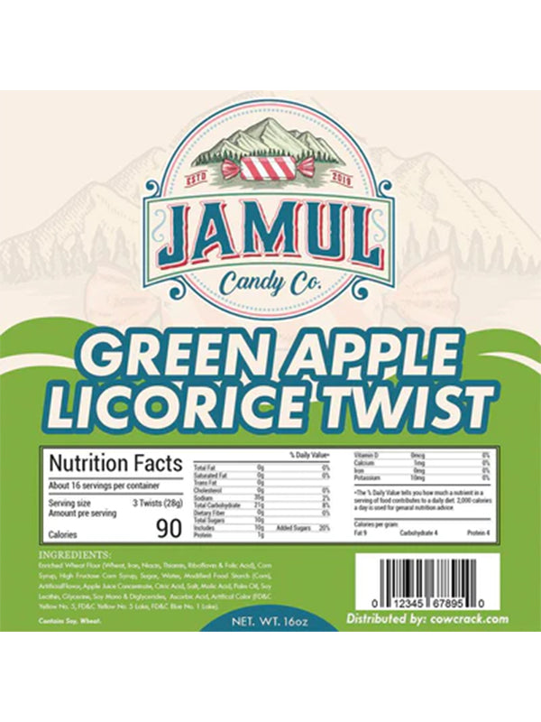 Jamul Candy Co. Green Apple Licorice Twists