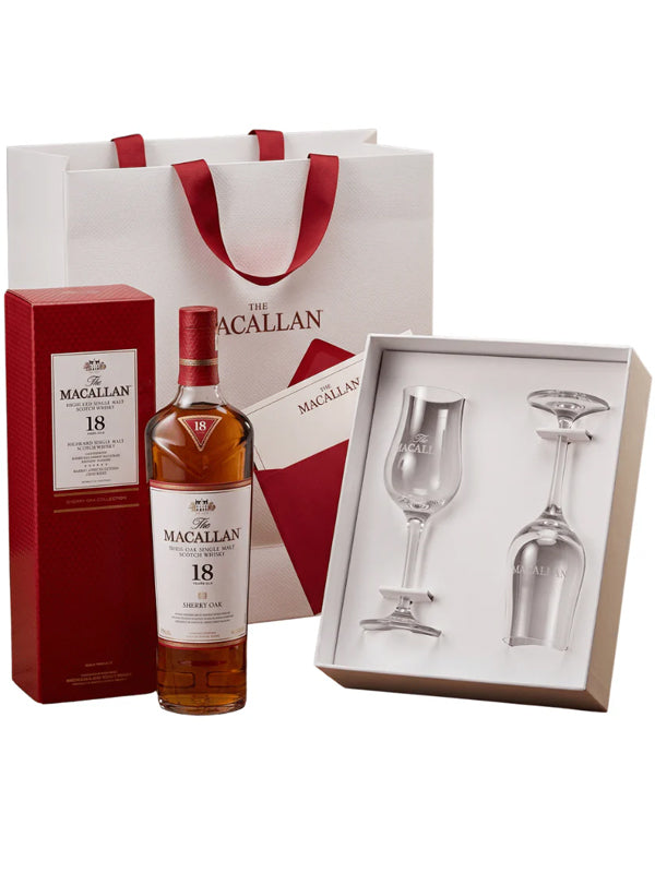 The Macallan 18 Year Old Sherry Cask Scotch Whisky Gift Set