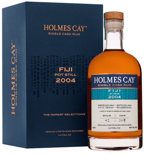 Holmes Cay Fiji 21 Year Old Rum 2004 bottle and presentation box