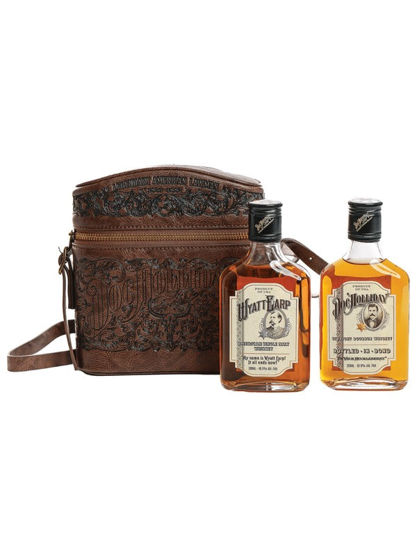 Doc Holliday Frontier Duo Dual Flask Carrier Whiskey Set