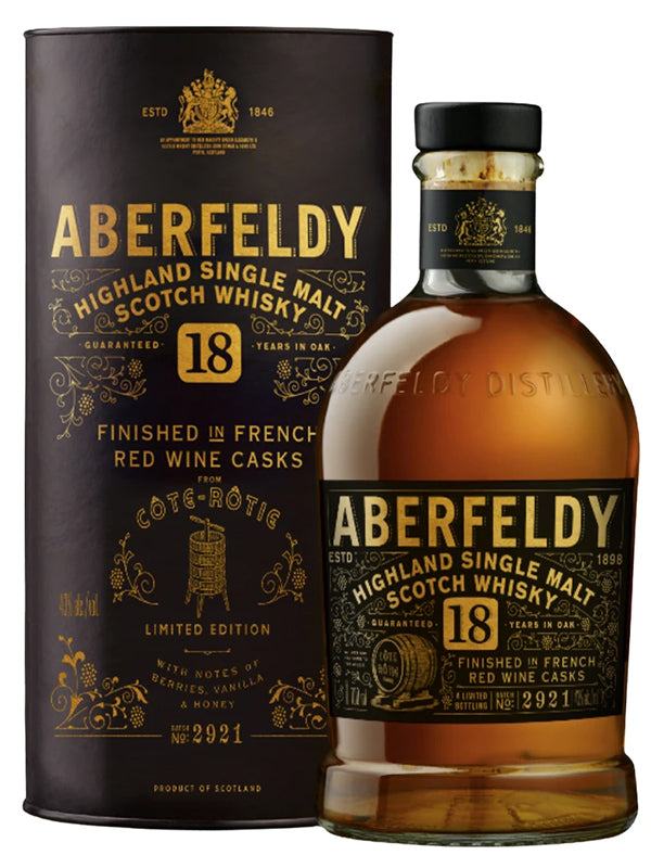 Aberfeldy 18 Year Old Scotch Whisky Finished in Côte Rôtie Wine Casks