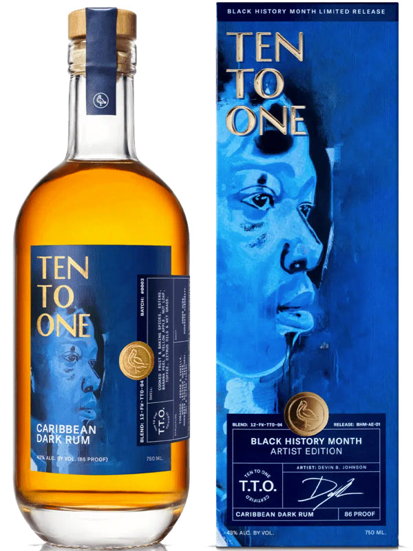 Ten To One Caribbean Dark Rum Black History Month Artist Edition Devin B. Johnson at Del Mesa Liquor