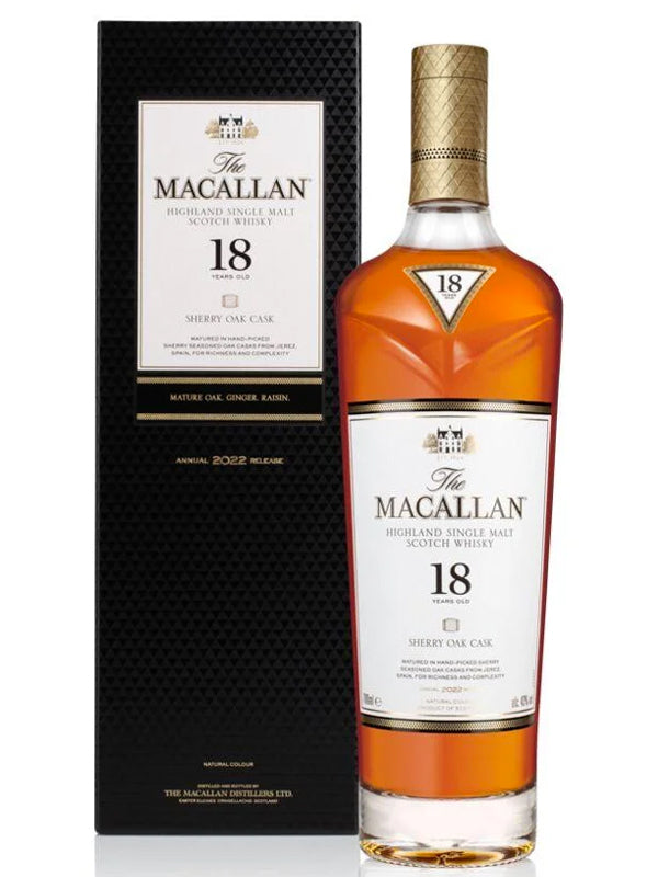 The Macallan 18 Year Old Sherry Oak Scotch Whisky 2022