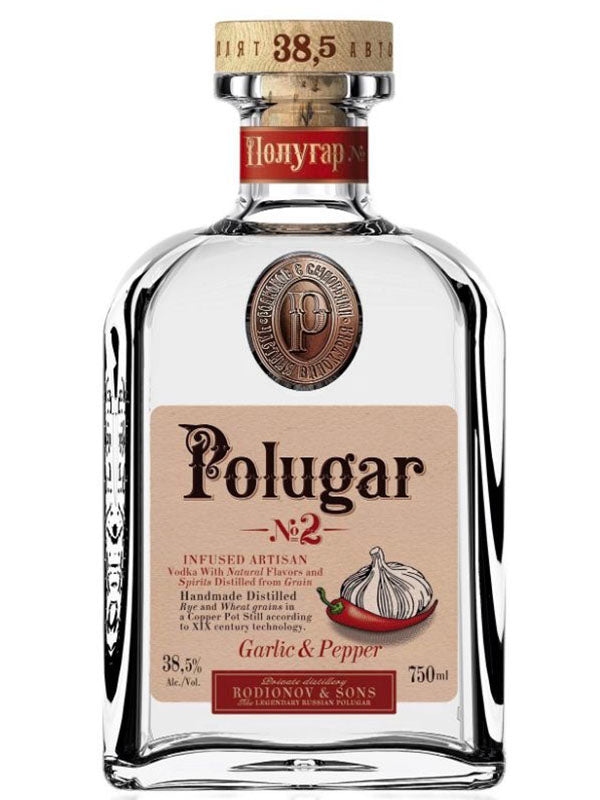 Polugar No. 2 Garlic and Pepper Vodka at Del Mesa Liquor
